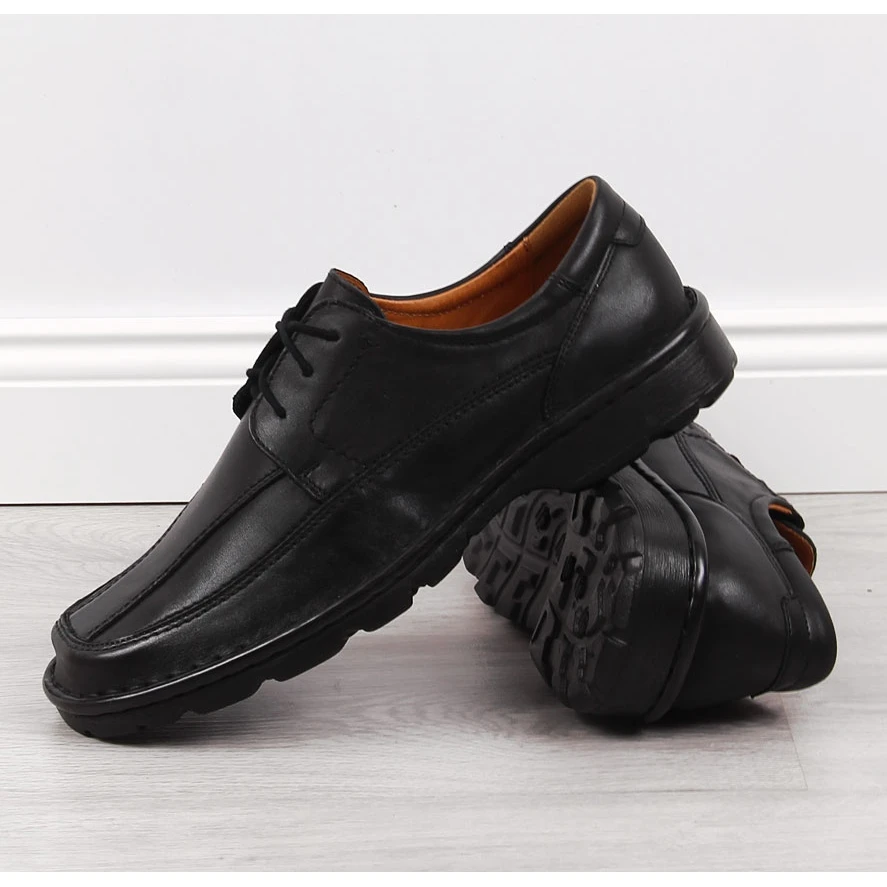 Chaussures En Cuir Noir Pour Hommes Łukbut 947 Le Noir – Image 3