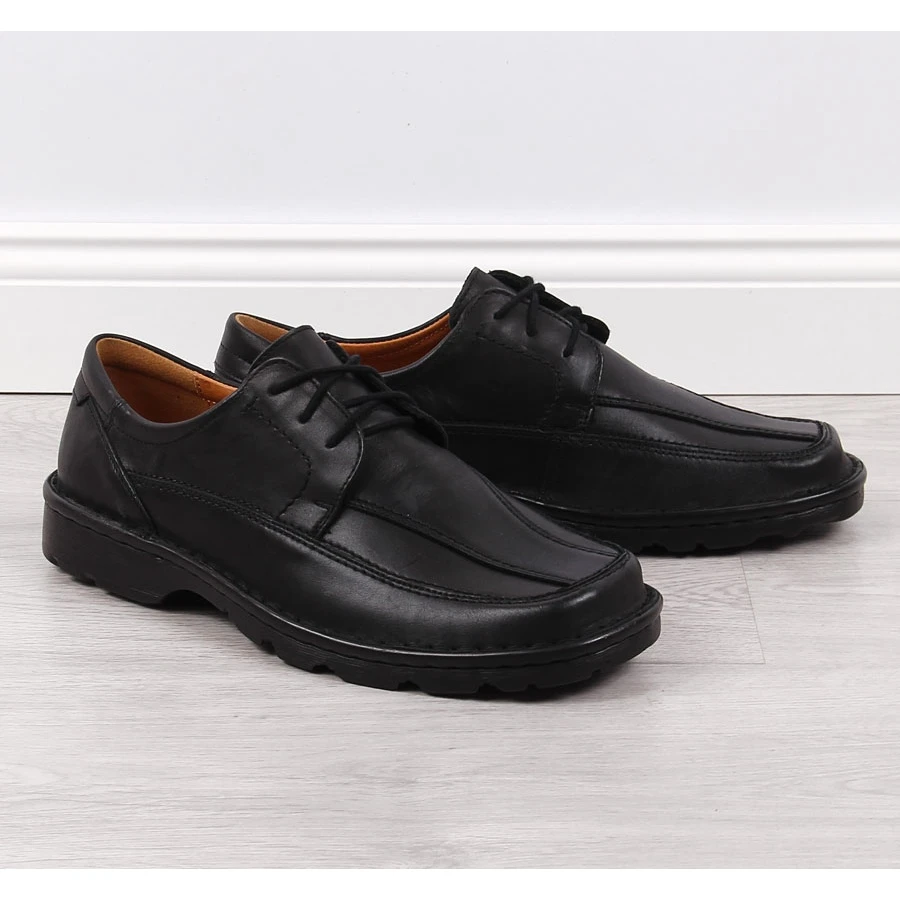 Chaussures En Cuir Noir Pour Hommes Łukbut 947 Le Noir – Image 4