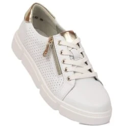 Chaussures En Cuir Pour Femmes Sur La Plate-forme Blanc Filippo DP4528/23 Blanche D'or
