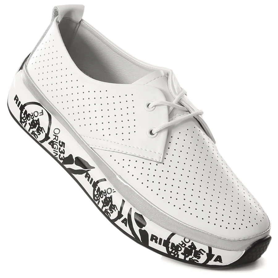 Chaussures En Cuir Pour Femmes Sur La Plate-forme Blanche T.Sokolski W23-29