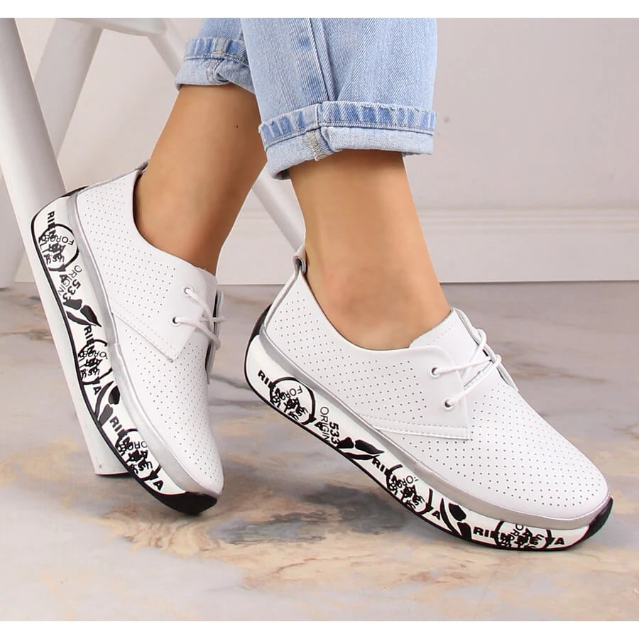 Chaussures En Cuir Pour Femmes Sur La Plate-forme Blanche T.Sokolski W23-29 – Image 2