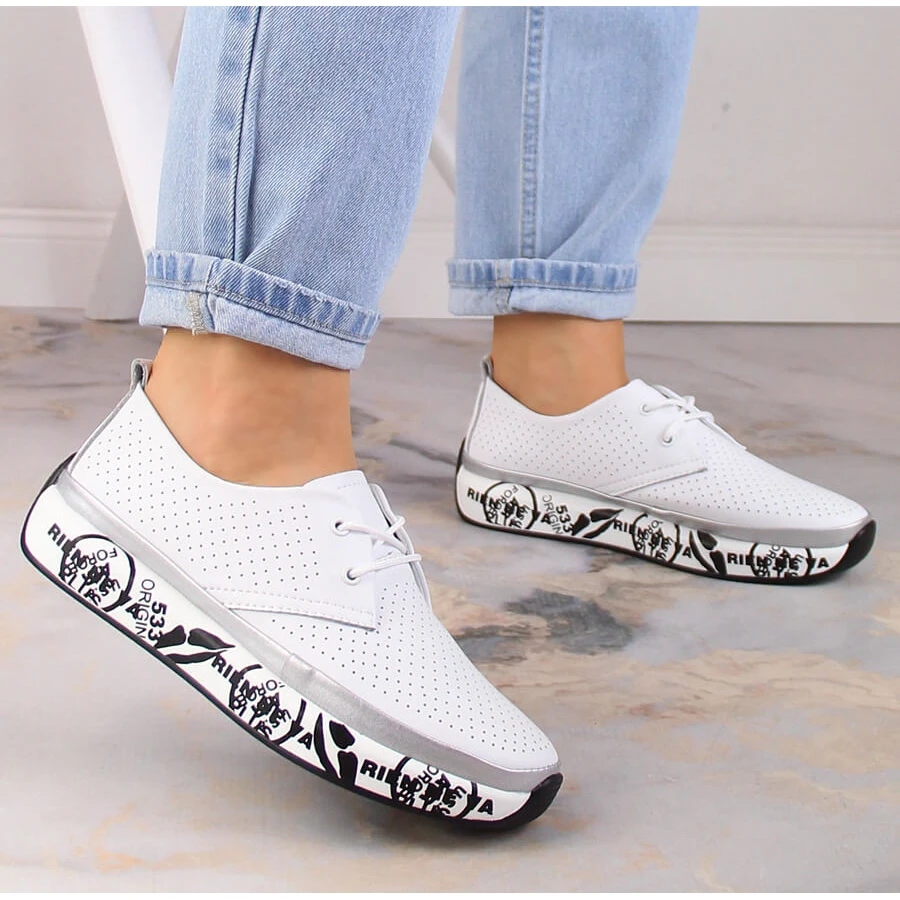 Chaussures En Cuir Pour Femmes Sur La Plate-forme Blanche T.Sokolski W23-29 – Image 3