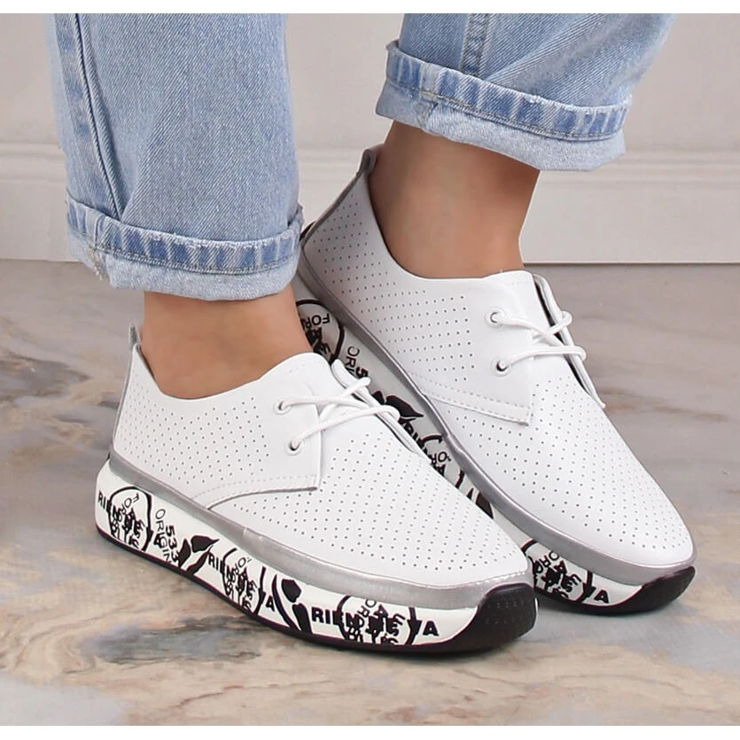 Chaussures En Cuir Pour Femmes Sur La Plate-forme Blanche T.Sokolski W23-29 – Image 4