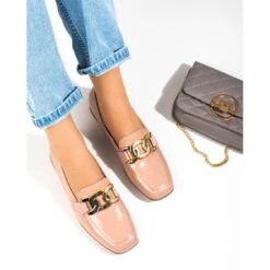 Chaussures Femme Laquées Roses Avec Chaîne Shelovet