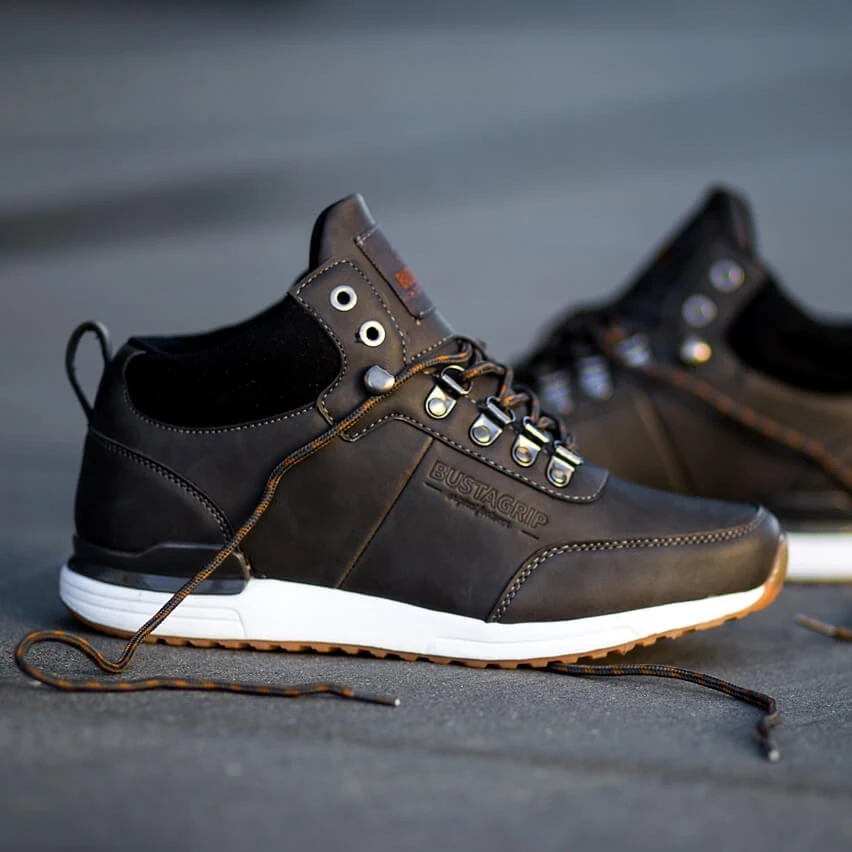 Chaussures Homme En Cuir Gris Jogger Bustagrip – Image 3