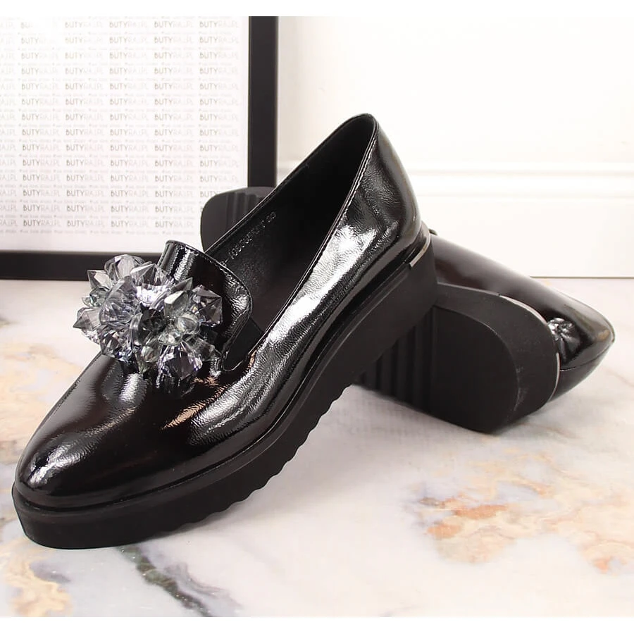 Chaussures Laquées Pour Femmes Avec Cristaux Noirs Vinceza 10856 Le Noir – Image 4