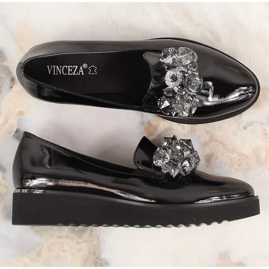 Chaussures Laquées Pour Femmes Avec Cristaux Noirs Vinceza 10856 Le Noir – Image 5