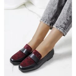 Chaussures Noires Et Bordeaux Pour Femme Kolk Le Noir Rouge