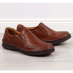 Chaussures Pour Hommes En Cuir Marron Łukbut 946 Brun
