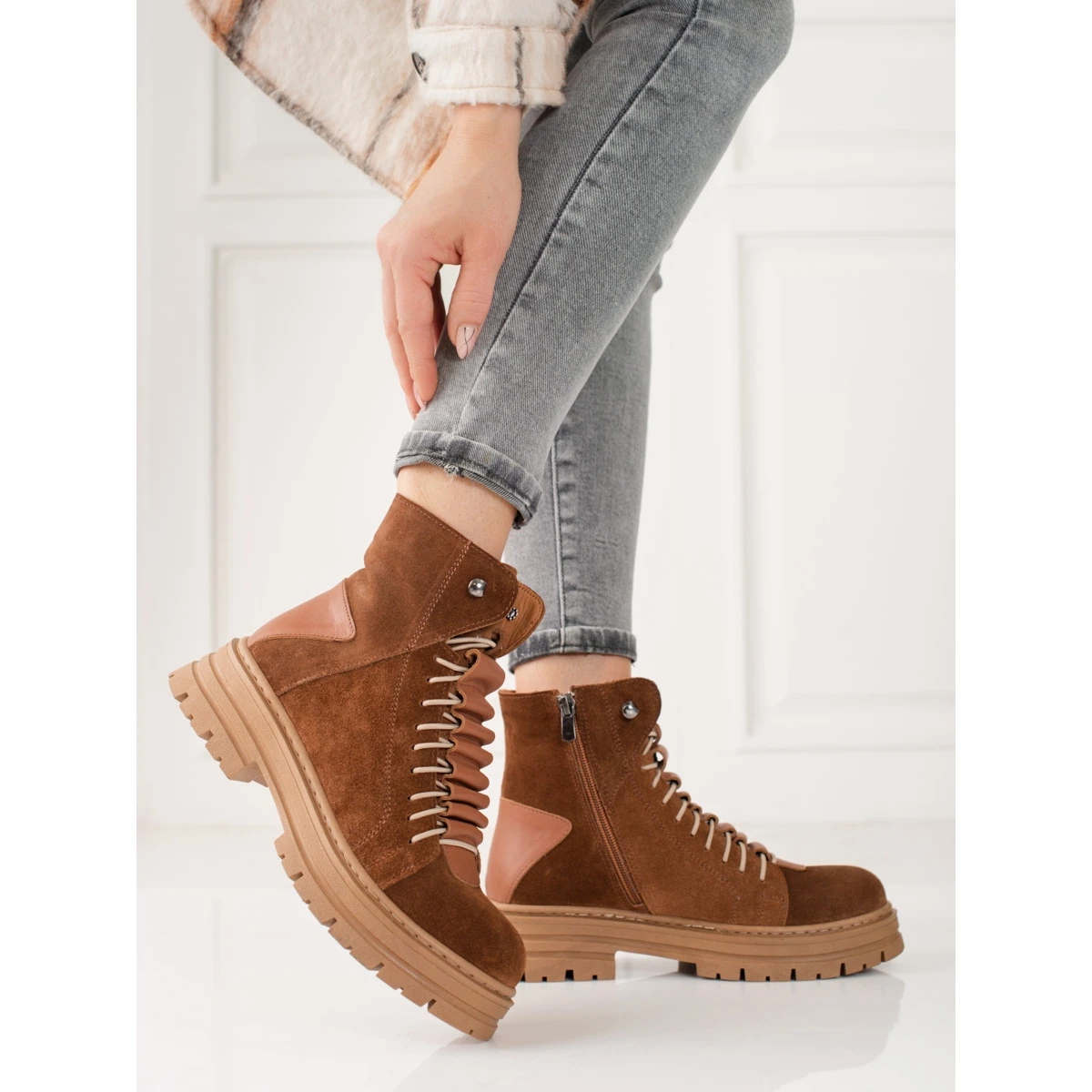 Chaussures Shelovet En Cuir Naturel Marron Brun – Image 2