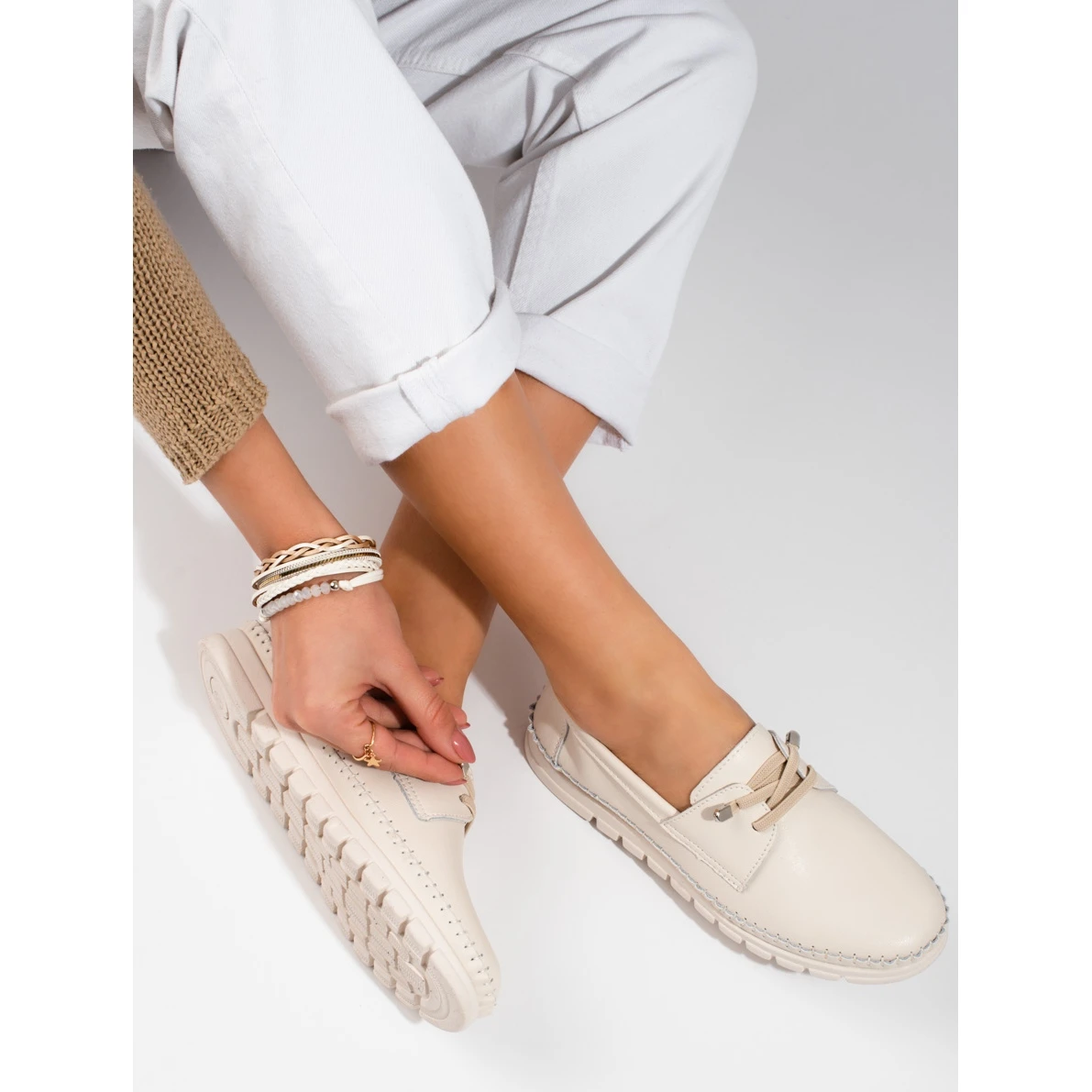 Chaussures Vinceza En Cuir Beige – Image 2