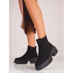 Chelsea Boots Shelovet Femme En Daim Noir Le Noir