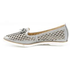 Cortesini Chaussures Femme En Cuir Ajouré Argent 02210