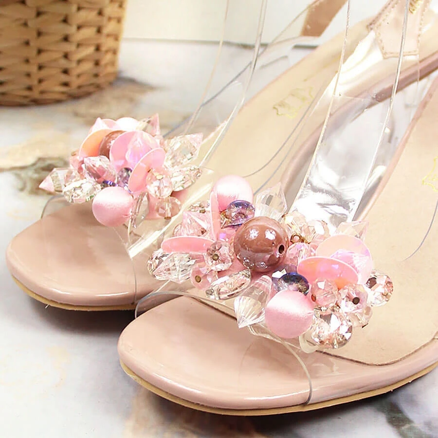 D&A Sandales Transparentes à Talons Hauts Avec Perles DA Roses Incolore – Image 5
