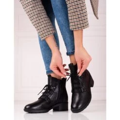 Élégantes Bottes à Lacets Shelovet Pour Femmes Le Noir