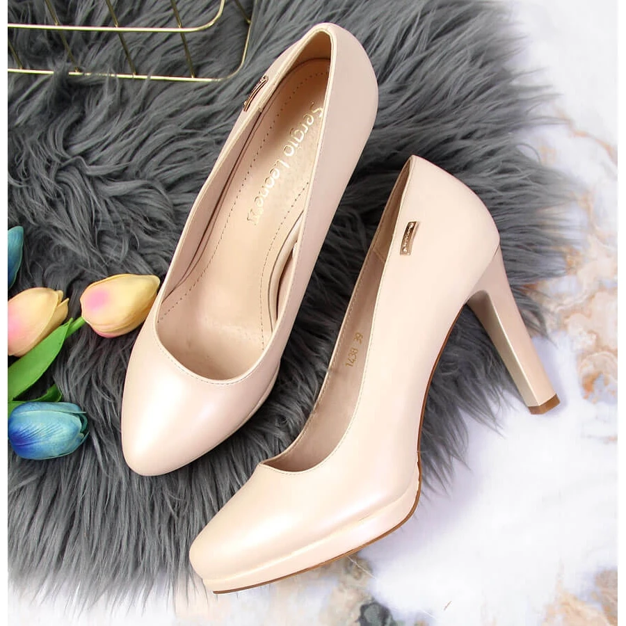 Escarpins à Plateforme Beige Clair Nacré Sergio Leone – Image 2