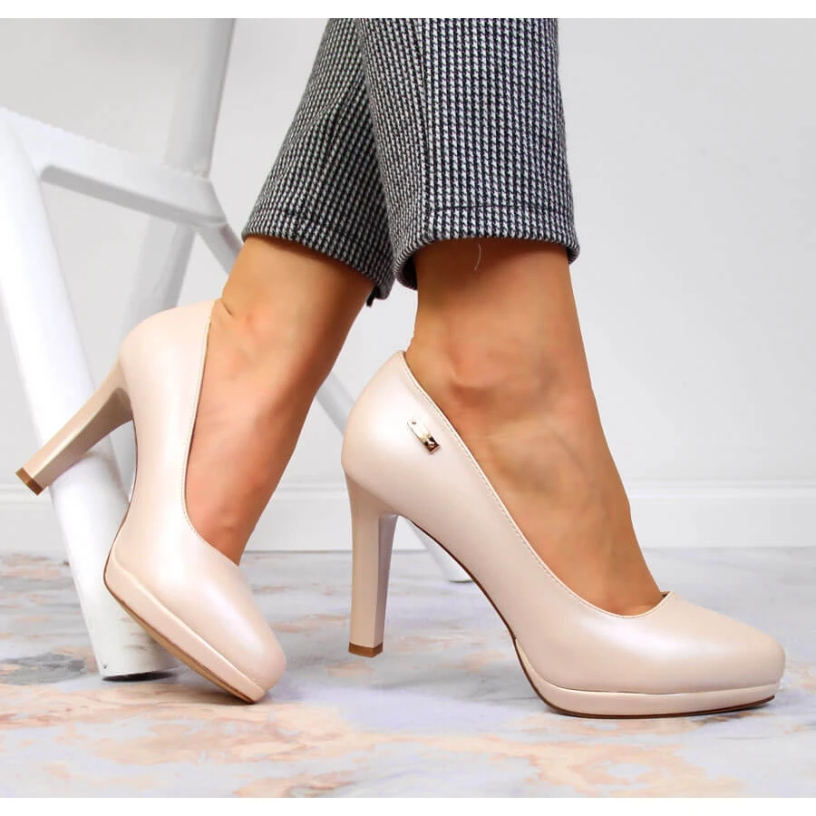 Escarpins à Plateforme Beige Clair Nacré Sergio Leone – Image 3