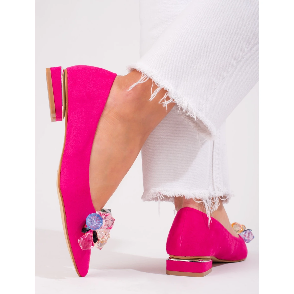 Escarpins à Talons Bas Shelovet Pour Femmes En Daim Fuchsia Rose – Image 3