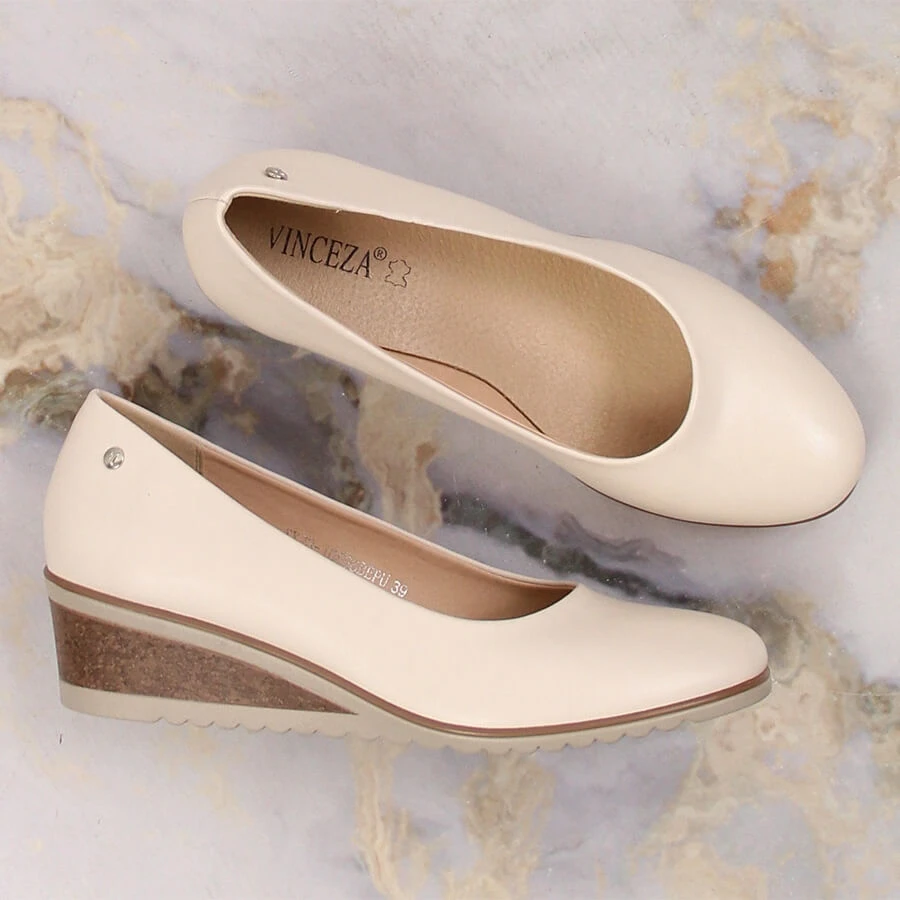 Escarpins Compensés Beiges Pour Femmes Vinceza 10896 – Image 3