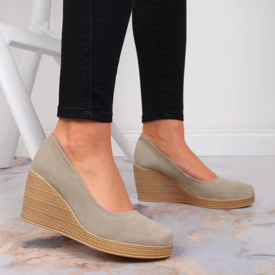 Escarpins Compensés En Cuir Suédé Beige Filippo DP3521 – Image 5