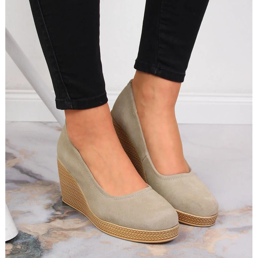 Escarpins Compensés En Cuir Suédé Beige Filippo DP3521 – Image 6