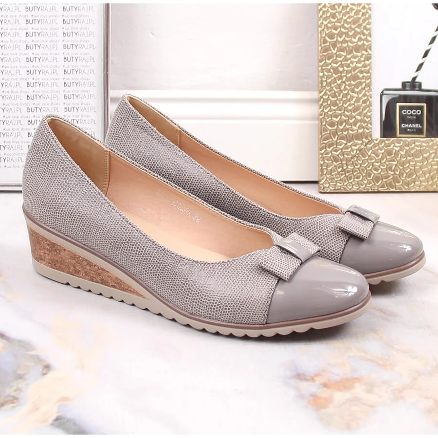 Escarpins Compensés Pour Femme Avec Un Noeud Gris Potocki SZ12062 – Image 5