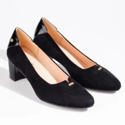 Escarpins élégants En Daim Pour Femmes Sur Un Talon Bas Vinceza Noir Le Noir