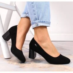 Escarpins En Daim Noir à Talons Décoratifs Pour Femmes Sergio Leone PB178 Le Noir