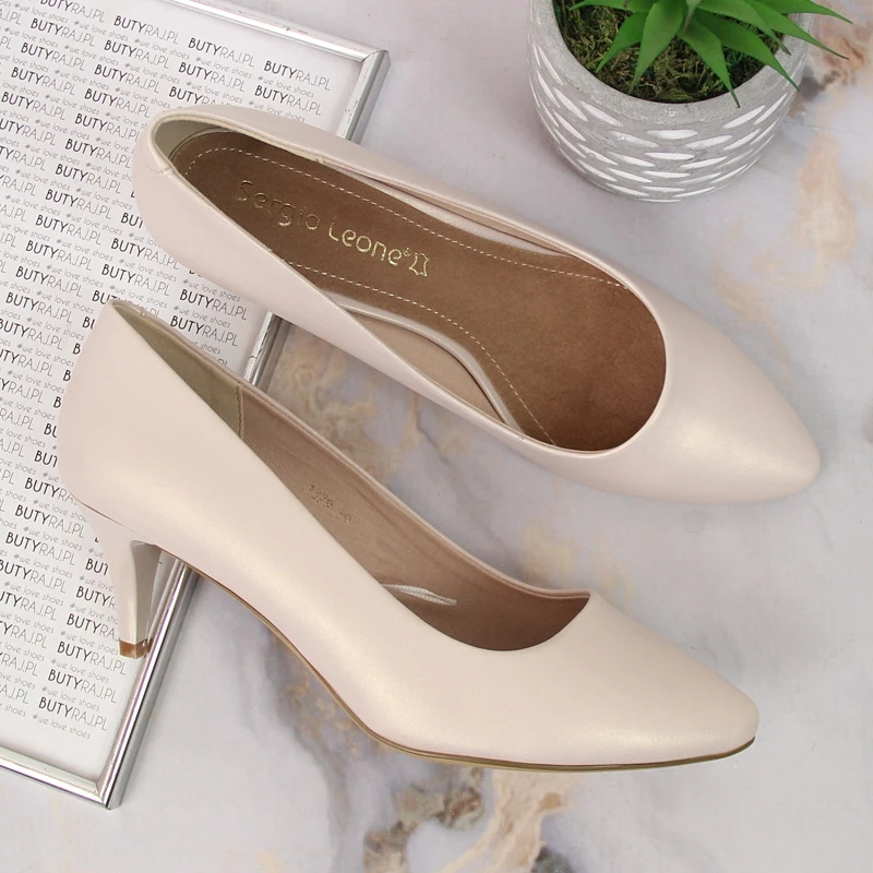 Escarpins Pin Nacré Beige Sergio Leone – Image 3