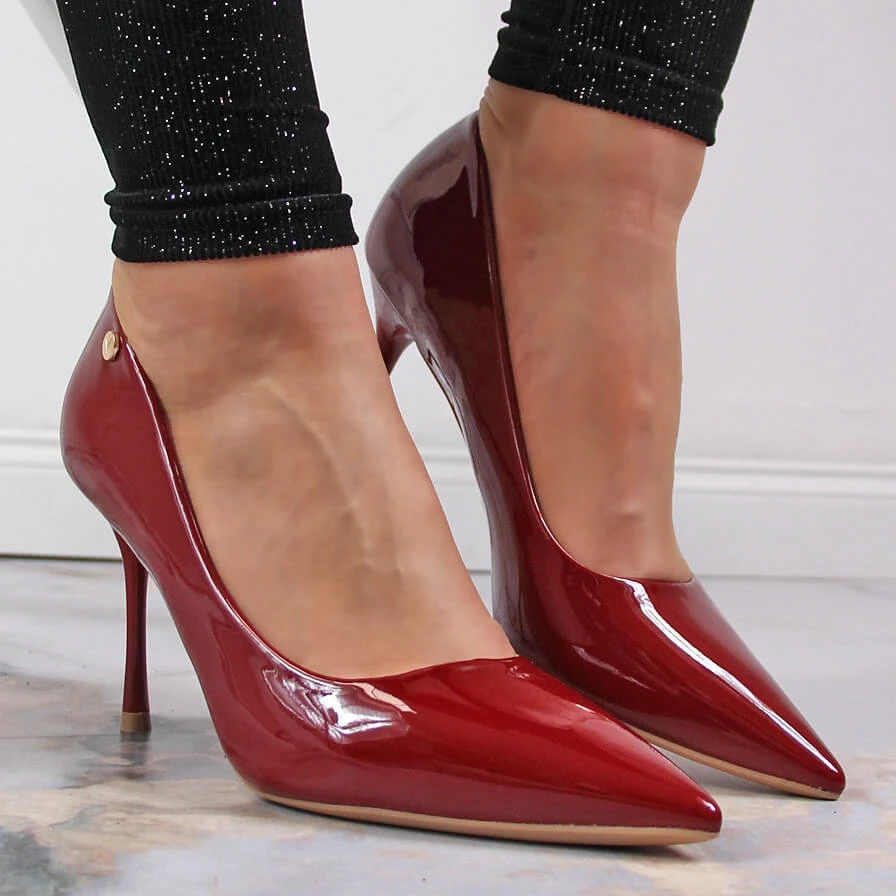 Escarpins Stilettos Laqués Rouge Vinceza – Image 4
