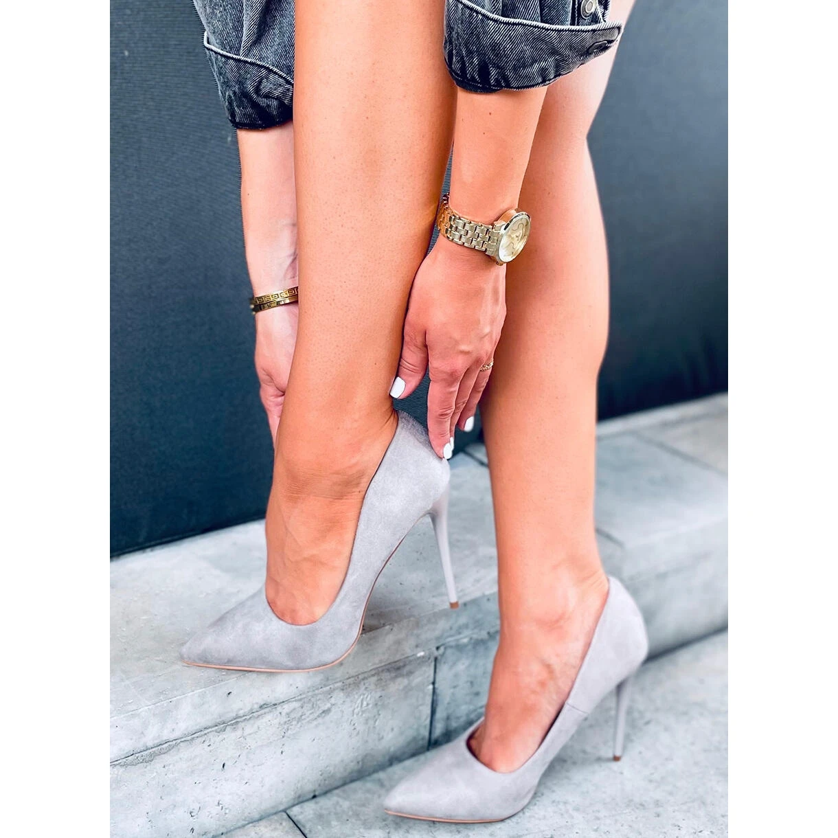 Escarpins Sur Talon Aiguille Valeria Grey Gris – Image 2