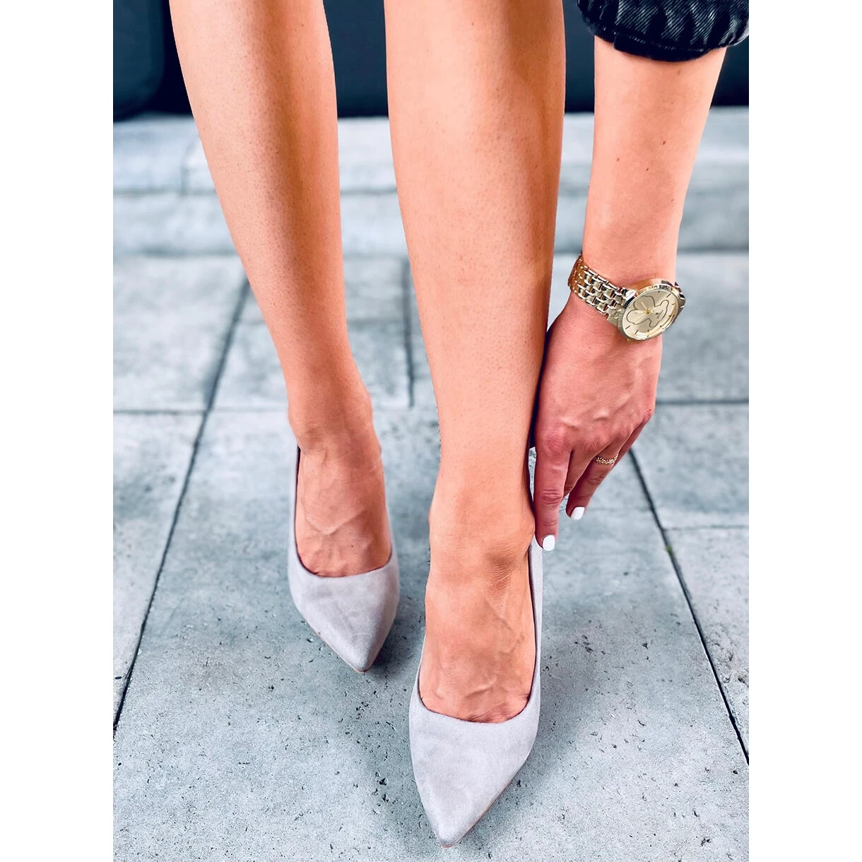 Escarpins Sur Talon Aiguille Valeria Grey Gris – Image 3