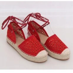 Espadrilles Nouées Autour De La Cheville Rouge G1573 Rouge