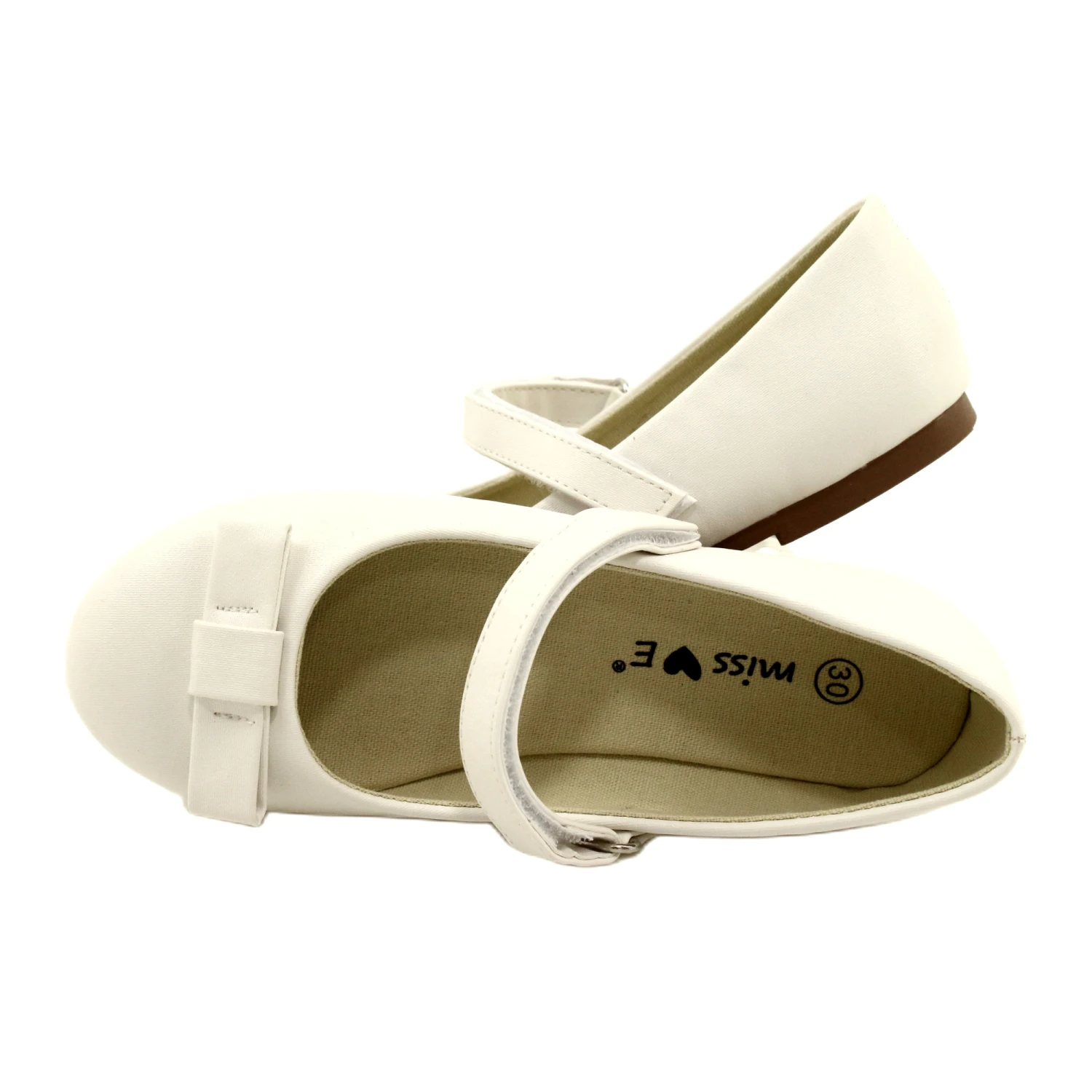 EVE Ballerines Avec Noeud Velcro MISSE Blanc Blanche – Image 4
