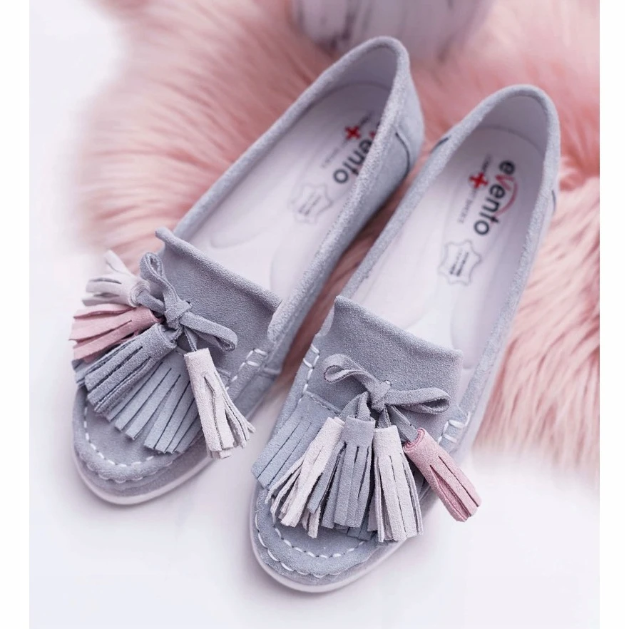 EVE Mocassins Femme, Cuir Suédé à Franges, Batist Gris – Image 6