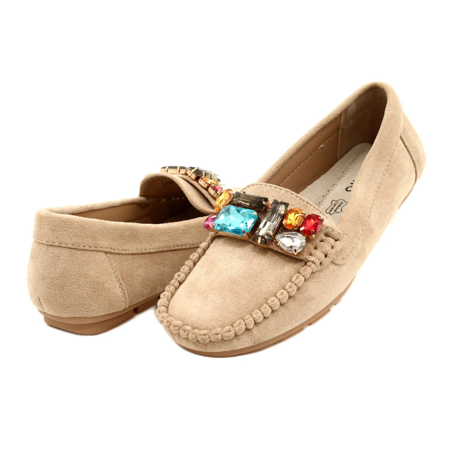 Evento Mocassins Confortables En Daim Avec Pierres Beige – Image 3