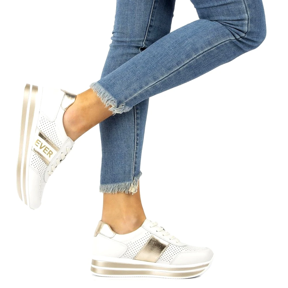 Ever Sports Chaussures Pour Femme Filippo DP1414 Blanc Et Or Blanche D'or – Image 6