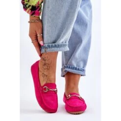 FC3 Mocassins En Daim Classiques Avec Décoration Arla Fuchsia Rose