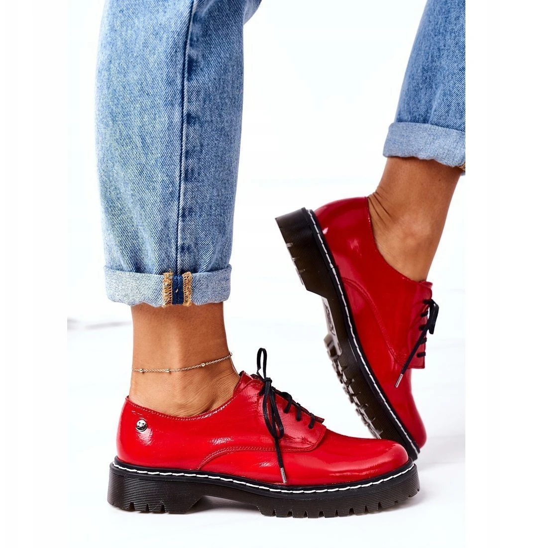 Femme Oxfords Maciejka 04087-08 Chaussures En Cuir Rouge – Image 2
