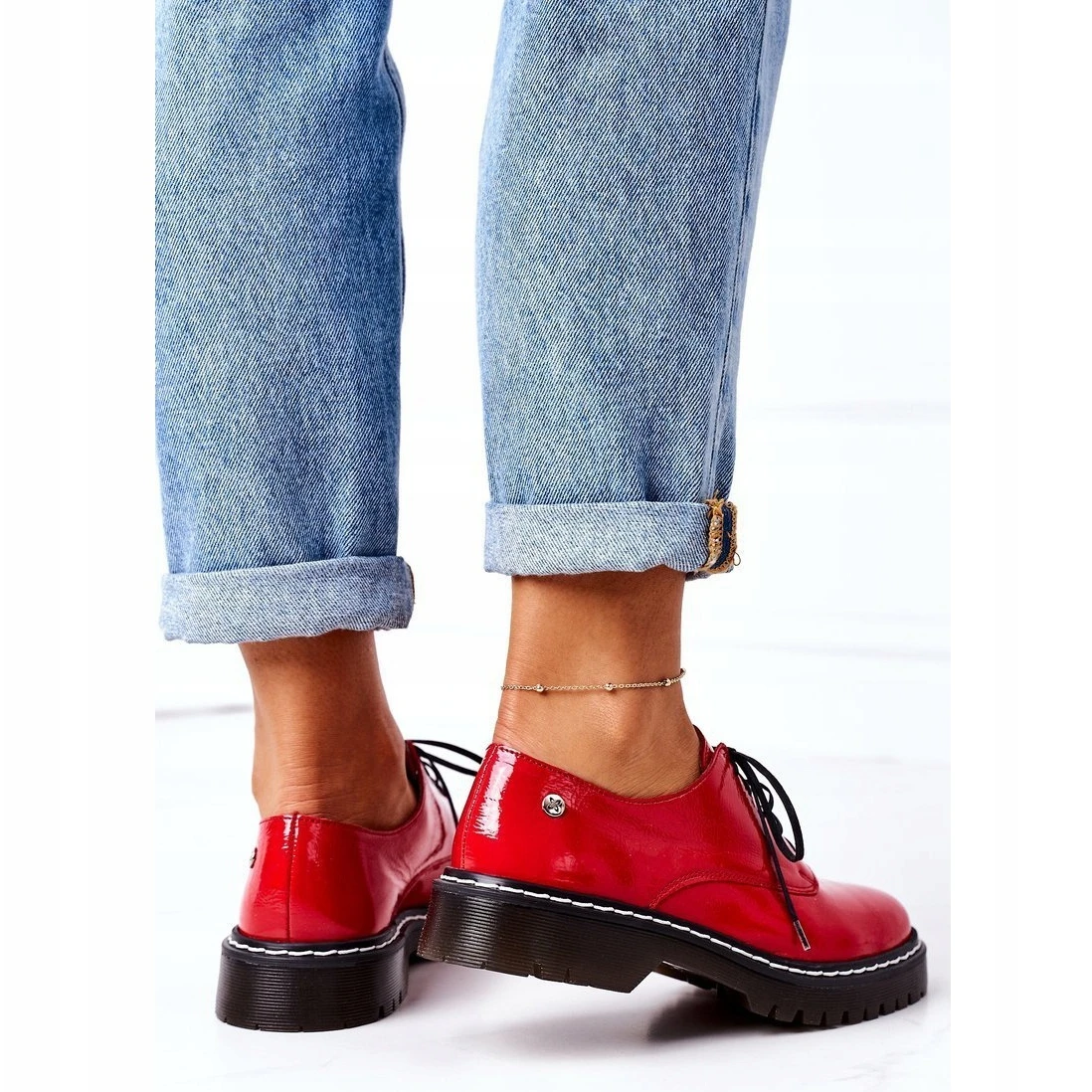 Femme Oxfords Maciejka 04087-08 Chaussures En Cuir Rouge – Image 3