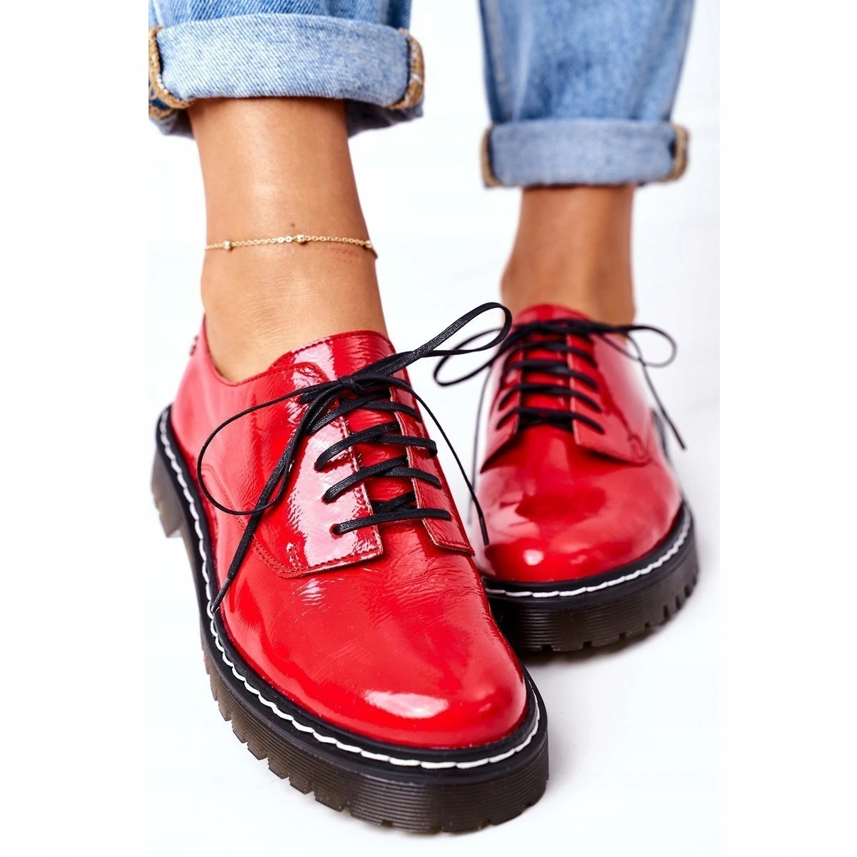 Femme Oxfords Maciejka 04087-08 Chaussures En Cuir Rouge – Image 4