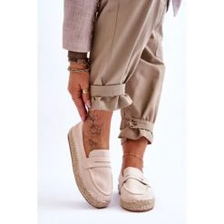 FI1 Espadrilles Femme En Daim Beige Clair Keyla