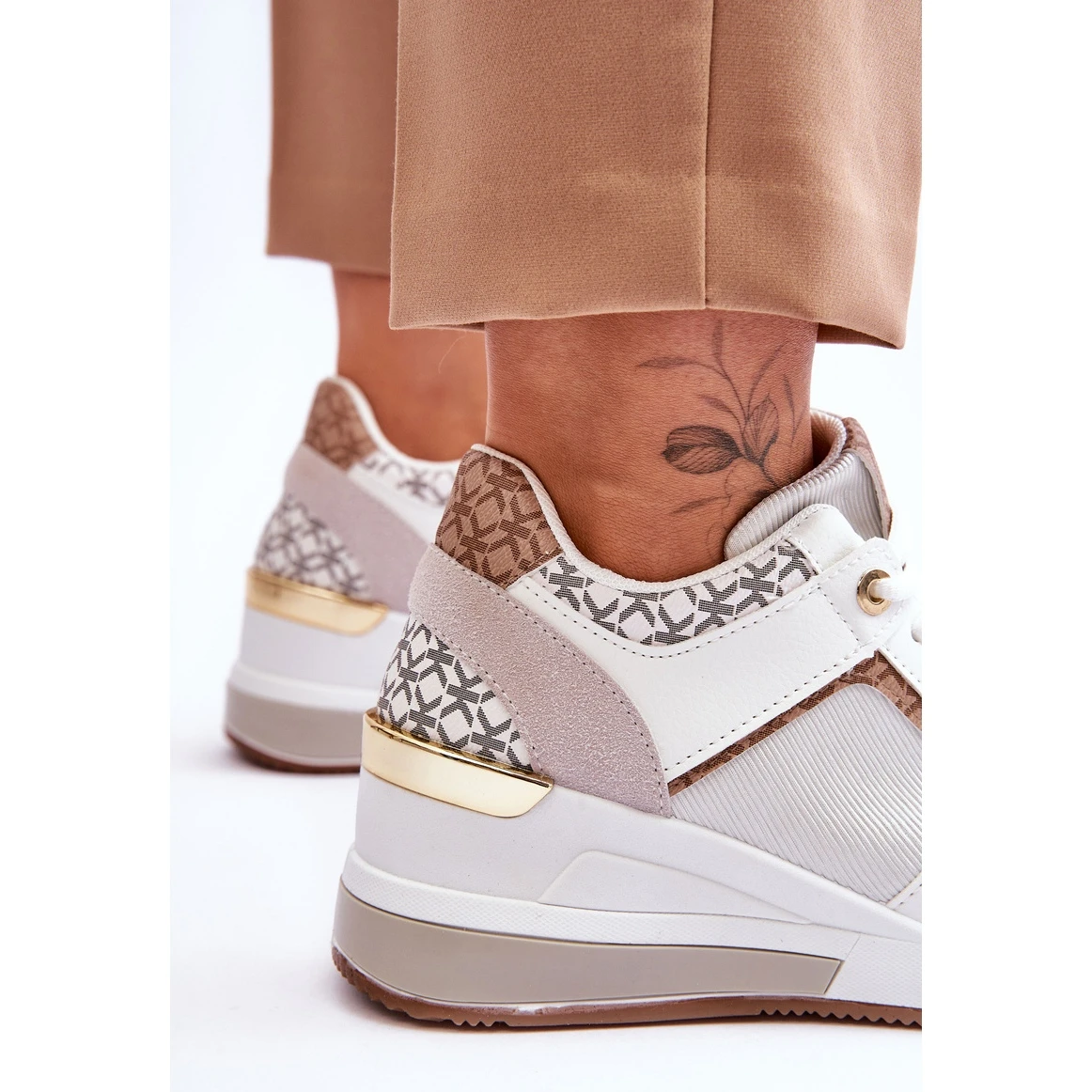 FJ1 Baskets Compensées Femme Chèvre Blanche – Image 6