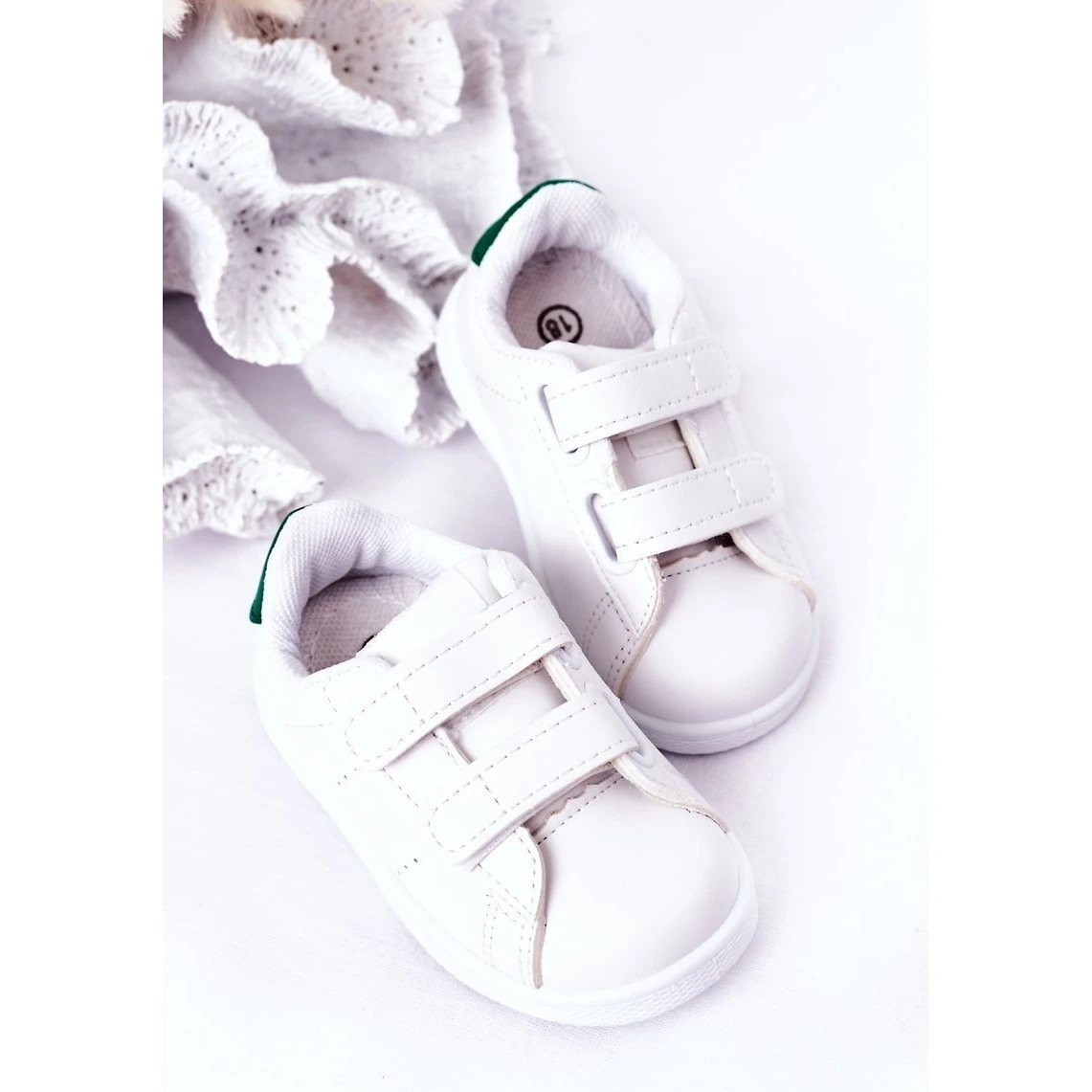 FR1 Baskets Blanches Et Vertes Pour Enfants California Avec Velcro