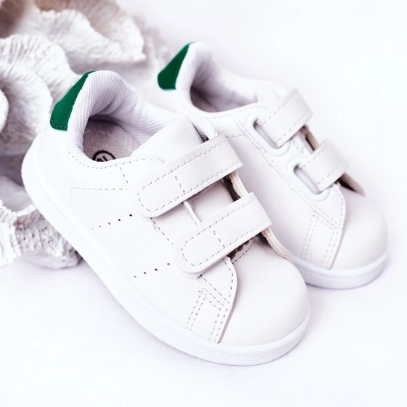 FR1 Baskets Blanches Et Vertes Pour Enfants California Avec Velcro – Image 2