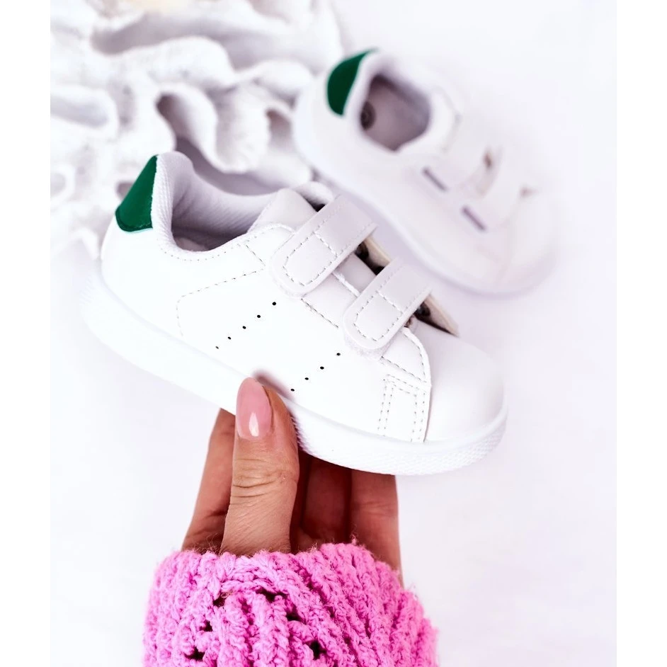 FR1 Baskets Blanches Et Vertes Pour Enfants California Avec Velcro – Image 3