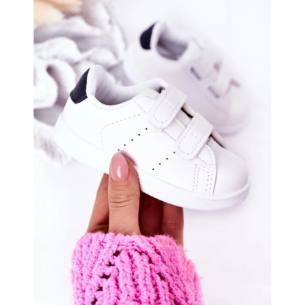 FR1 Baskets California Enfant Blanches Et Bleu Marine à Scratch – Image 3