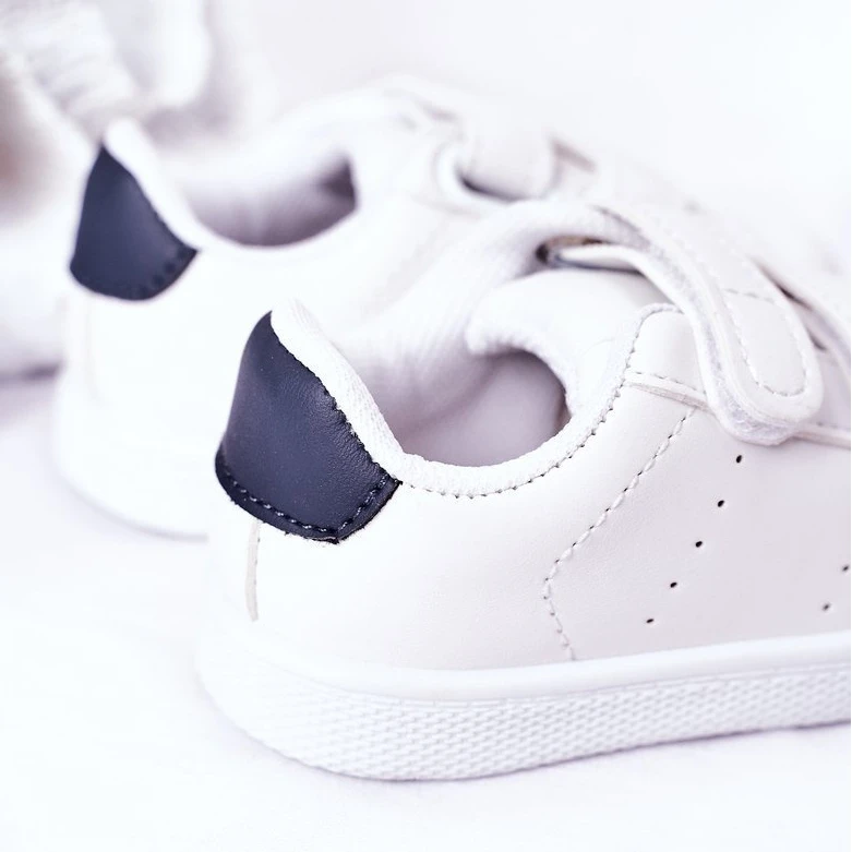 FR1 Baskets California Enfant Blanches Et Bleu Marine à Scratch – Image 4