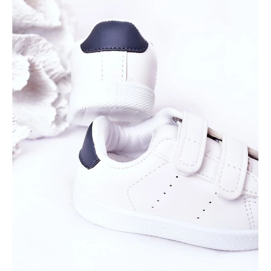 FR1 Baskets California Enfant Blanches Et Bleu Marine à Scratch – Image 5