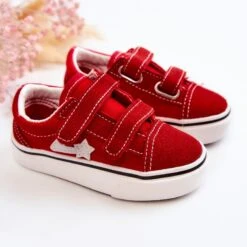 FR1 Baskets Classiques Enfant Rouge Phiris Velcro